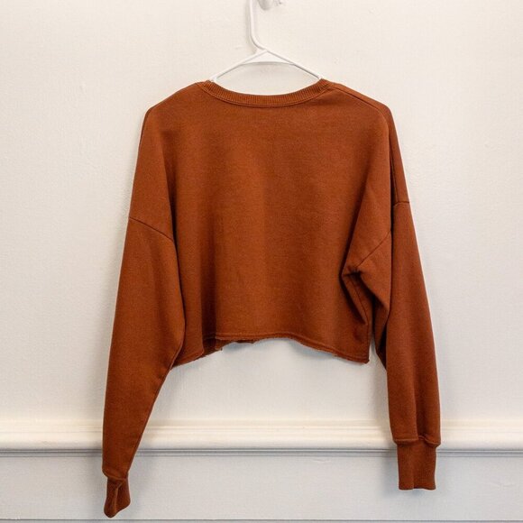 Hollister Cropped Crewneck Sweatshirt – Warm Brown, Size XS - Picture 2 of 3